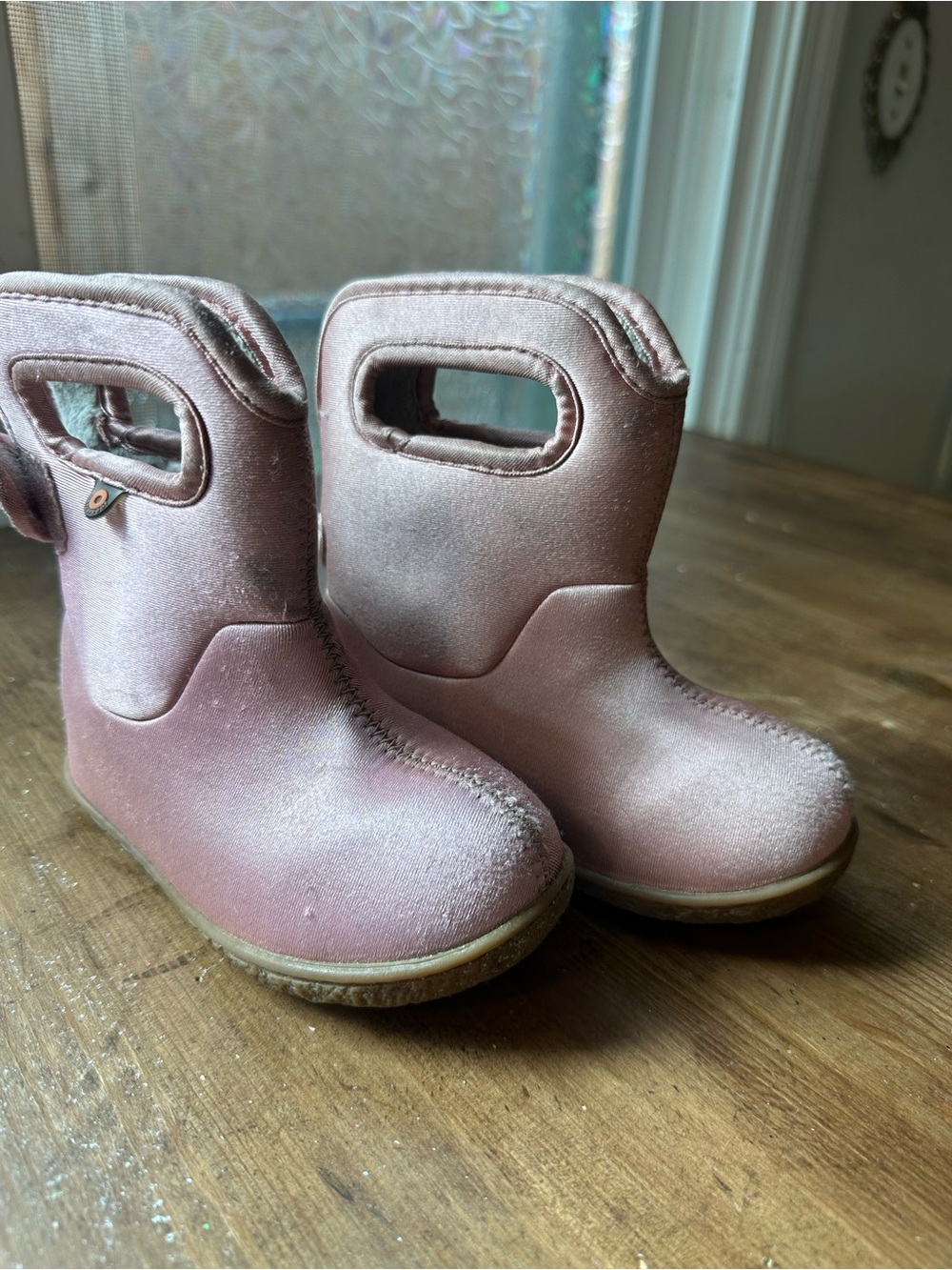 Bogs Kids Metallic Pink Pull-On Rain Boots